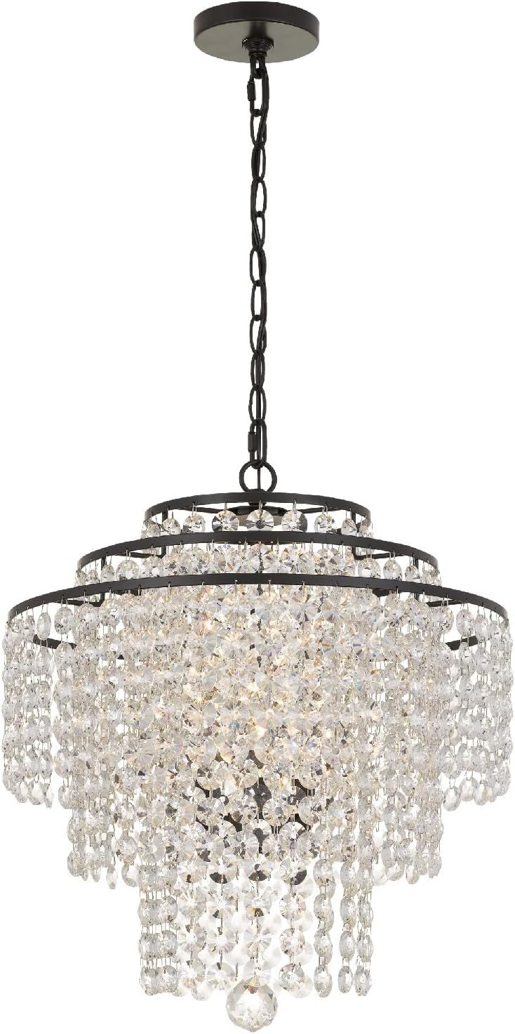 Crystorama Arielle 4 Light Antique Silver Chandelier