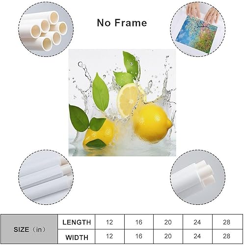 Miniatura 2 de Lienzo De Limón Para Pared, Cuadro De Frutas, Pintura De Agua Con Salpicaduras De Limón, Impresiones Artísticas De Verano Frescas Para Cocina,