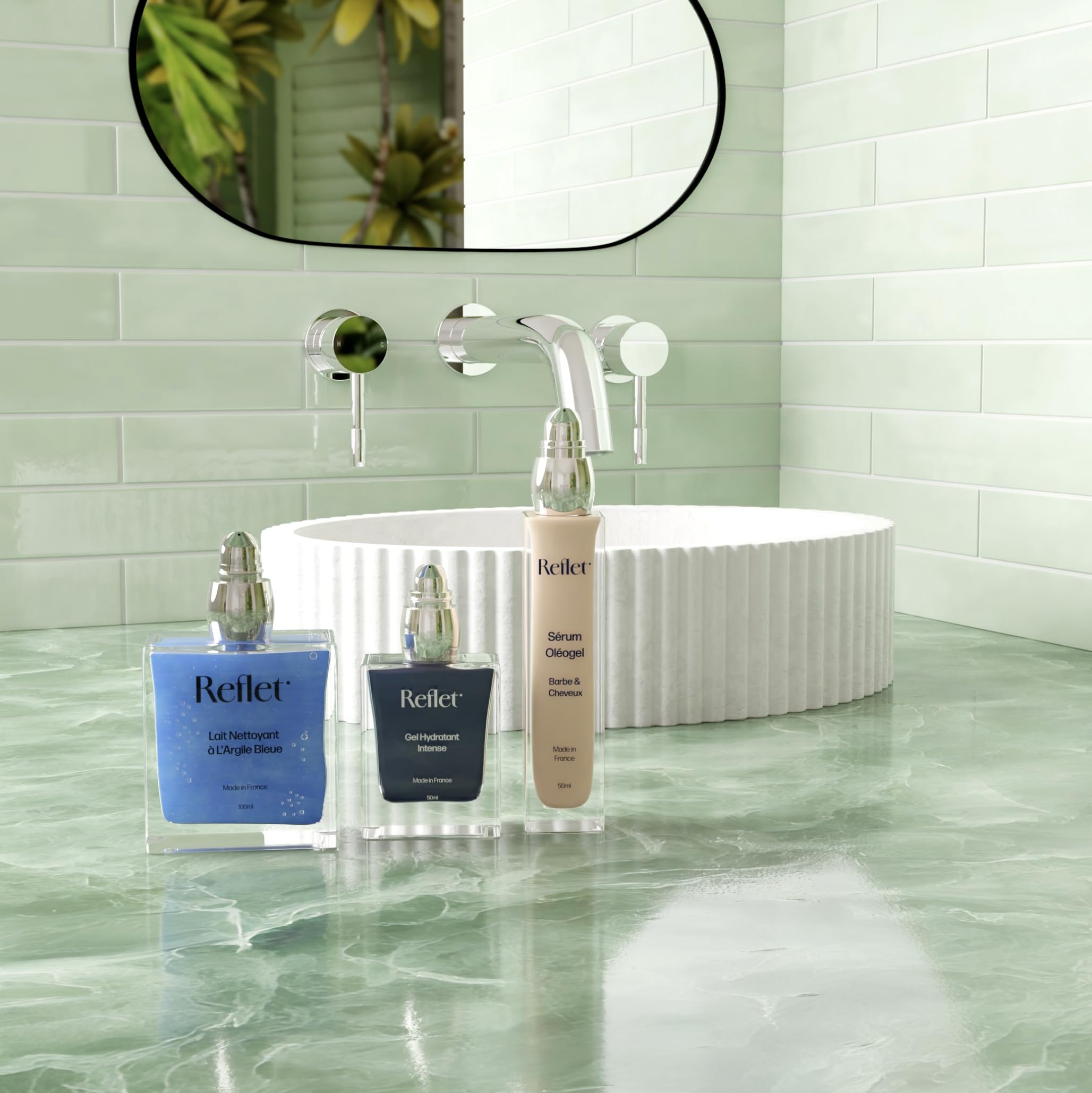 Reflet Cosmétique - Coffret Peau Nette et Belle Barbe - Nettoyant visage + Hydratant visage +Sérum barbe et cheveux