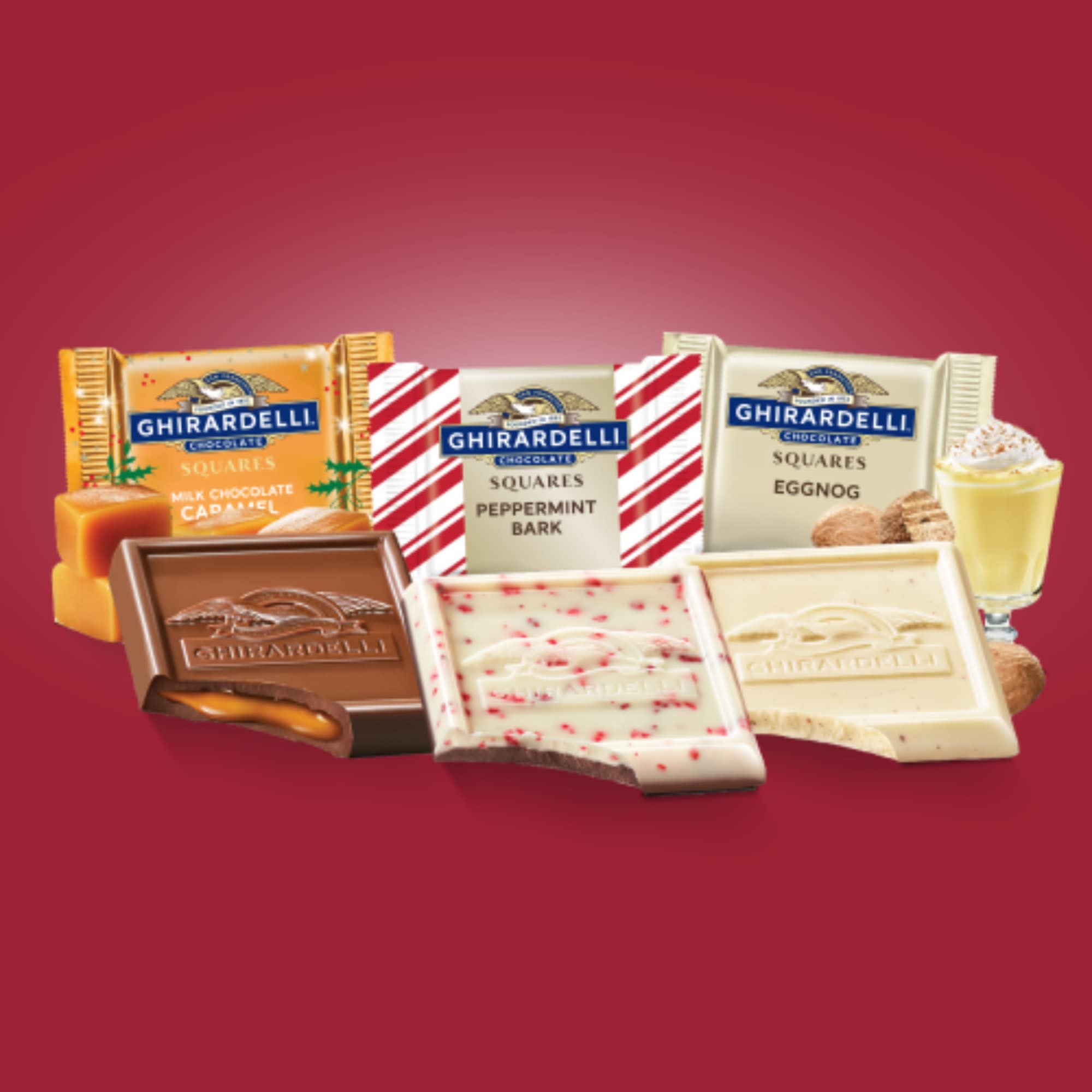 Ghirardelli Chocolate Limited Edition Holiday Squares Assortment, Individually Wrapped Bulk