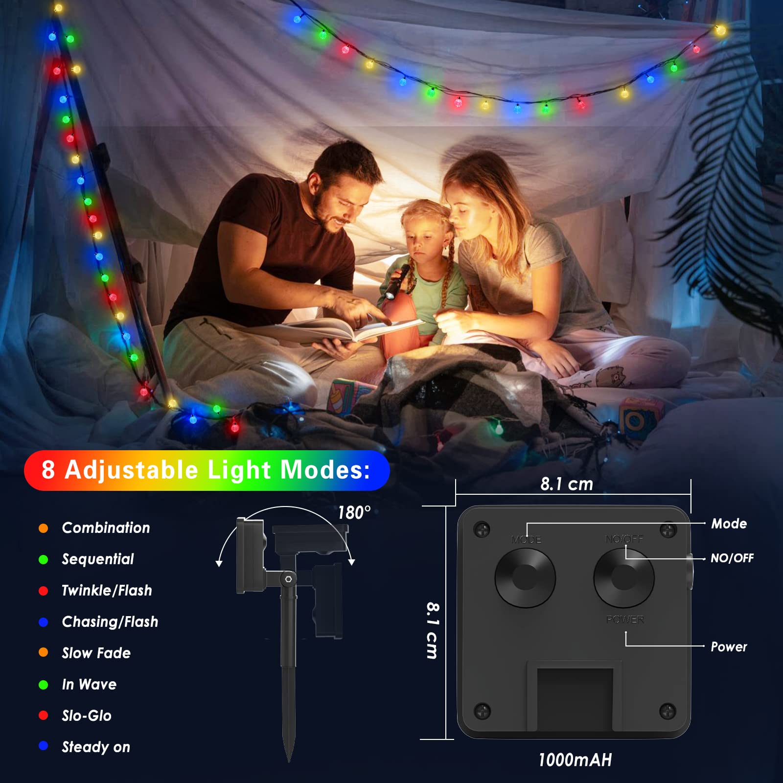 Solar Fairy Lights Outdoor Waterproof, 60LED Solar Garden Lights - Image 3