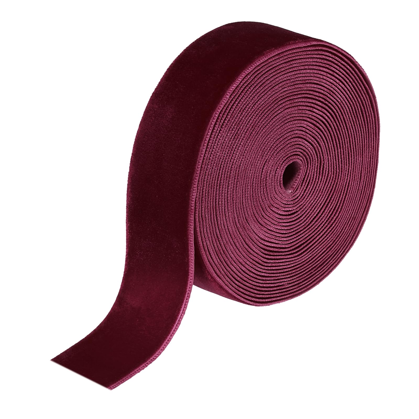 sourcing map Velvet Ribbon 2.5cm x 5.6m Single Face Spool Wine Red