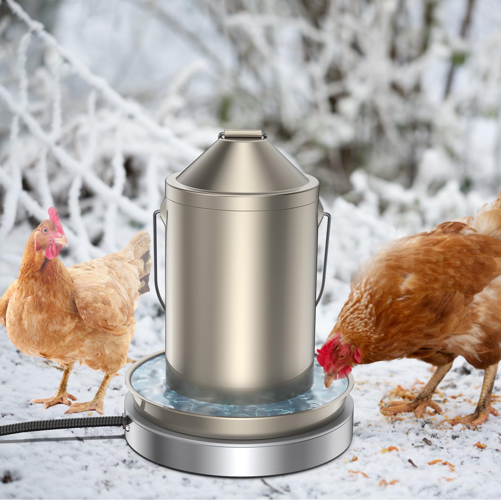 Keten Chicken Water Heater, 15Inch 125W Electric Deicer Heated Base for