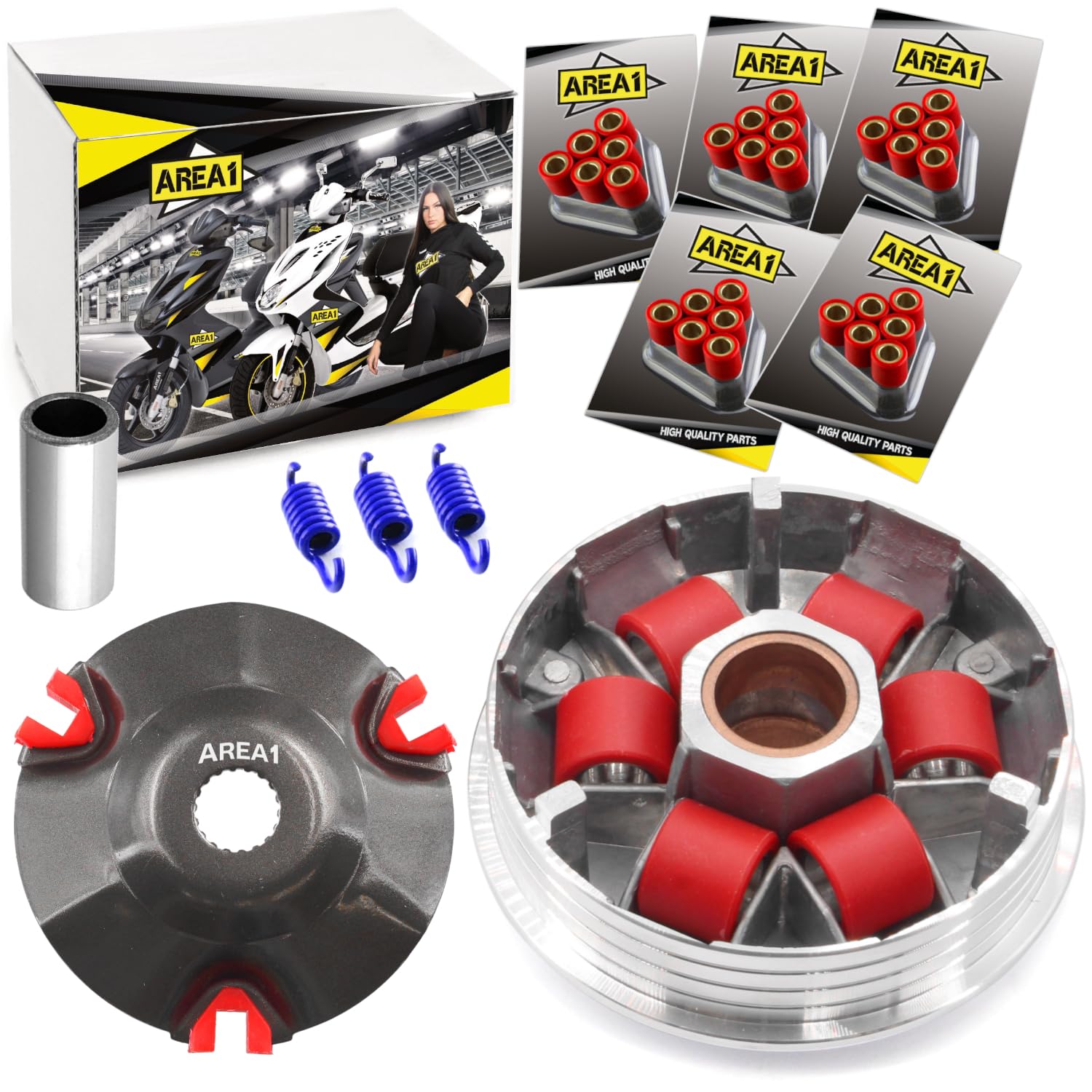 Area1 Tuning Variomatik-Set kompatibel mit Piaggio 50ccm 2Takt TPH Zip NRG mc2 mc3 Power Runner Liberty Free. passend für Aprilia SR 50 R, Sportcity MY Motard kompatibel mit Vespa S Primavera ET2