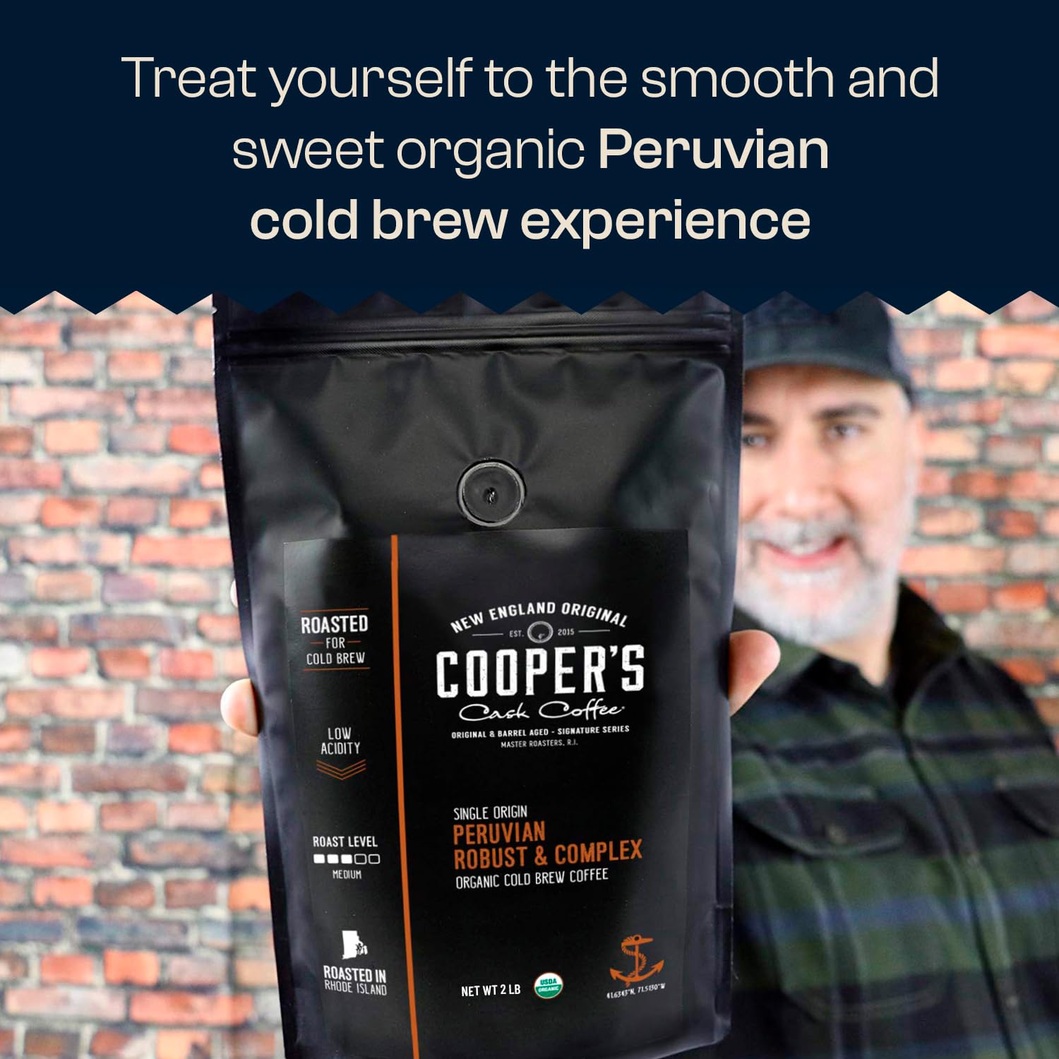 Peruvian Organic Cold Brew Coffee, Single Origin & Gourmet Beans, Tasting Notes Of Caramel With A Touch of Cherry & Orange, Medium Roast Coarse Ground Beans, 1 lb Coffee Bag