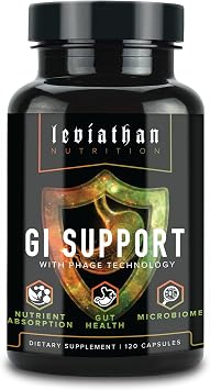 Leviathan Nutrition GI | يعزز صحة الأمعاء الصحية والبكتيريا المعوية - MicroBiome Bloating Balance Probiotic & Intestinal Lining Health with Zinc-L-Carnosine، Butyrate، DGL Supplement - 120 Capsules