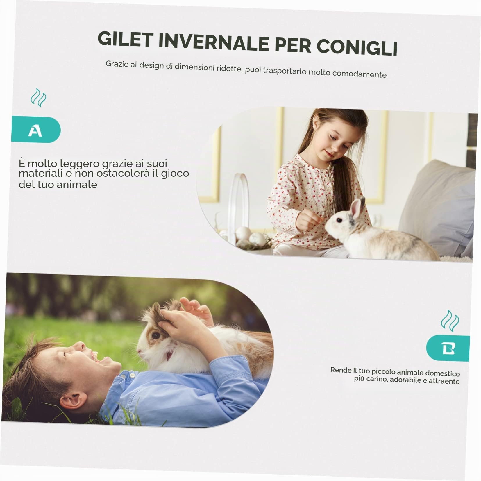 Abaodam Vestito Invernale per Conigli e Porcellini Dindia Gilet Decorativo e Traspirante Vestibilità Confortevole e Adatto Conigli Nani e Animali