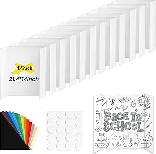 小さな三つ折りポスターボード、21.7インチ x 14.25インチのプレゼンテーションボード、両面テープと段ボール付き、白い波形プロジェクトボード/ディスプレイボード、学校プロジェクト/サイエンスフェアディスプレイボード用