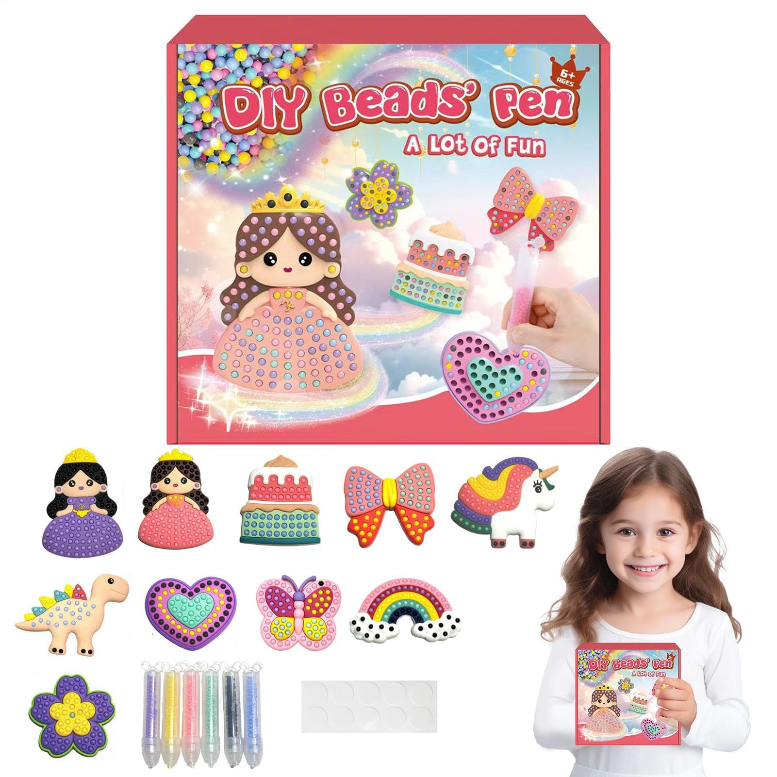 Bead Painting Kit with Stickers, Cartoon Crafts Beads Painting Stickers, Handmade Beads Paintings Kit, Art Crafts Decoration with Multi Colored Bead, for Decorating Notebooks, Bags, Suitcases