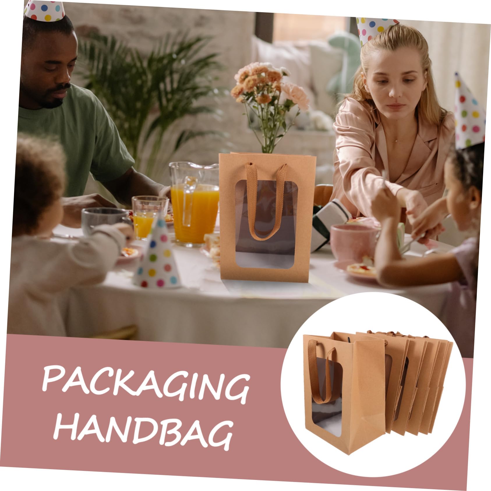 Vaguelly 12 Piezas Bolsas con Ventana Transparente para Fiestas Práctico y Reutilizable