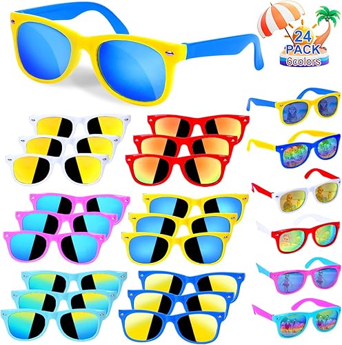 Gafas de sol para niños a granel, paquete de 36 lentes de sol para niños de 4 a 8 a 12 años, gafas de sol neón con protección UV400, juguetes de