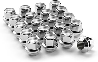 YIZBAP M12X1.5 One-Piece Chrome OEM Factory Style, Replacement for 2006-2020 Ford Fusion, 2000-2019 Ford Focus, 2001-2022 Ford Escape, 20pcs Large Acorn Seat Lug Nuts