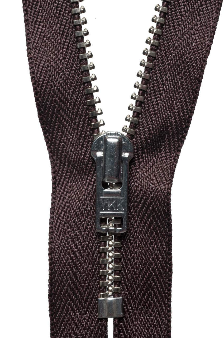 Ykk Brown 20Cm Metal Trousers Zip