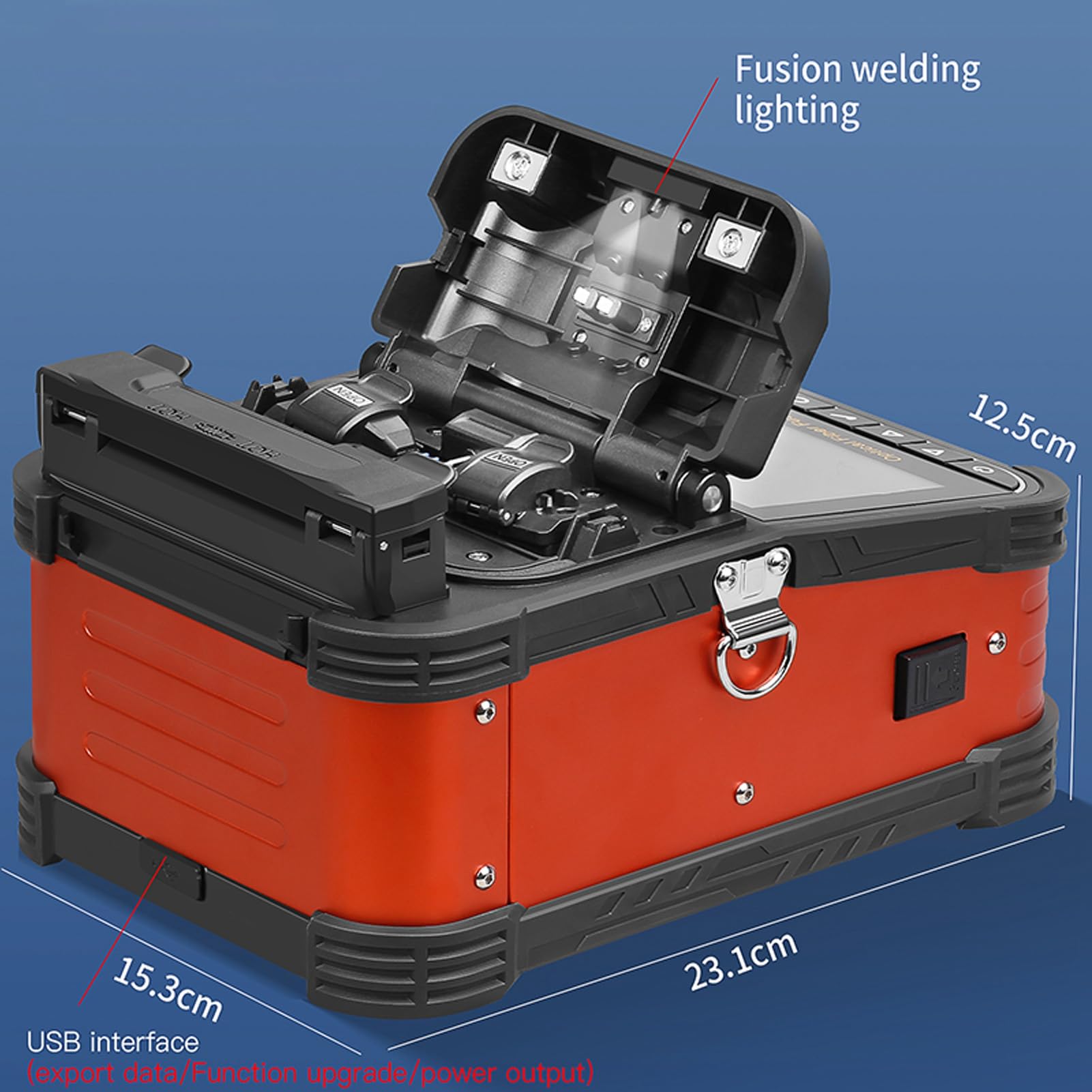 Garosa Empalmador de Fusión de Fibra óptica Automático con Pantalla Táctil de 5,0 Pulgadas Empalme 8S Calefacción 18S y Batería de 7800 MAh para Instalación de Redes de (Enchufe europeo AC100-240V)
