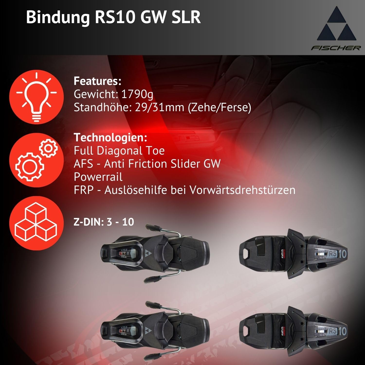 Ski Alpinski Pistenski - Fischer RC4 Supercomp - On Piste Rocker - inkl. Bindung RS10 GW SLR Z3-10 - für fortgeschrittene und Gute Fahrer - Carvingski für präparierte Piste