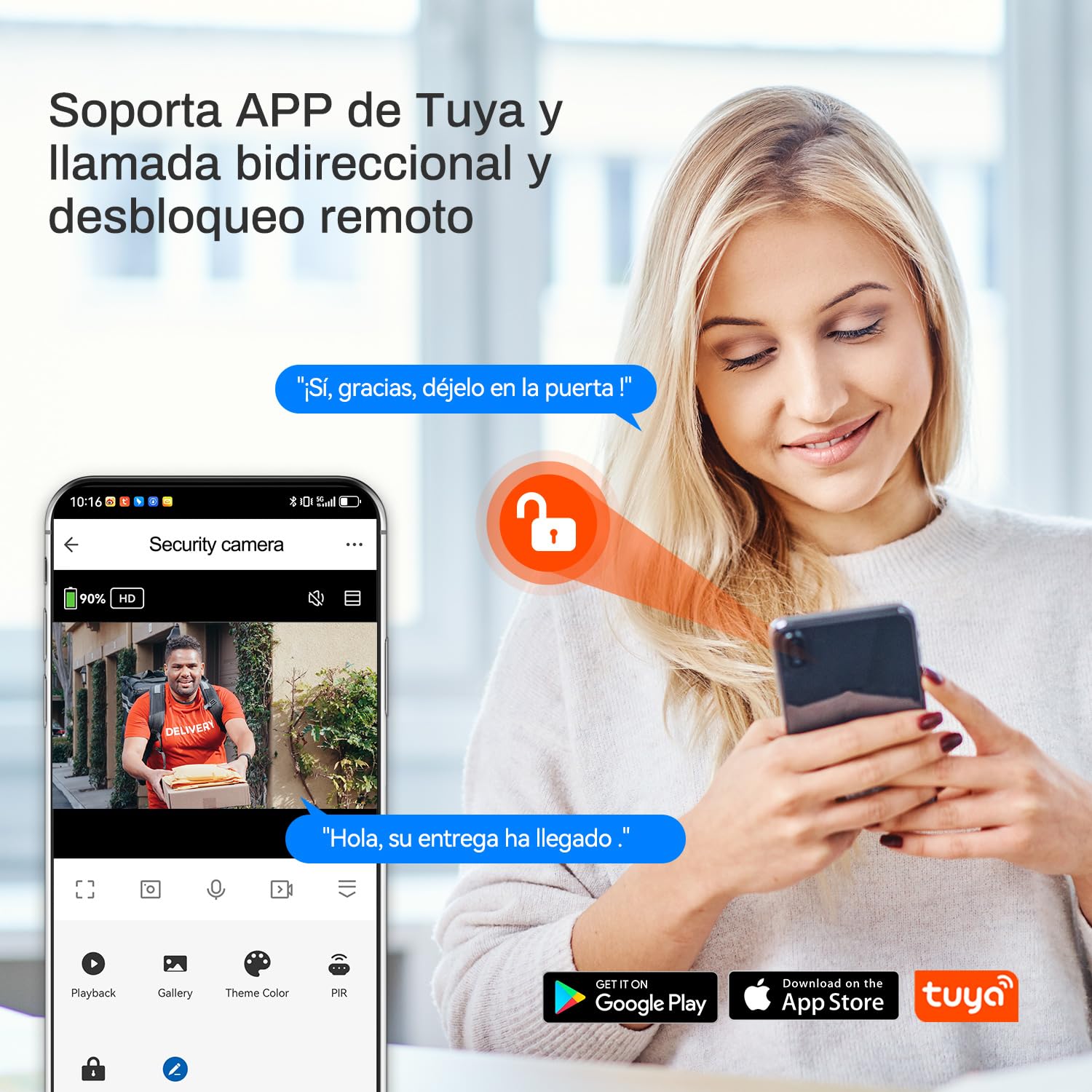 WiFi Pantalla táctil de 8 Pulgadas HD 1080p Ultrafino Inalámbrico Videoportero Timbre Video Interfono,Detección de Movimiento, Compatible con la App Tuya, Almacenamiento de Vídeo Gratuito