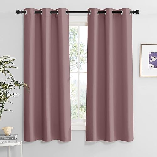 Miniatura 230 de RYB HOME Juego de 2 paneles de cortinas opacas grises de 63 pulgadas de largo, cortinas sólidas resistentes para oscurecer la habitación