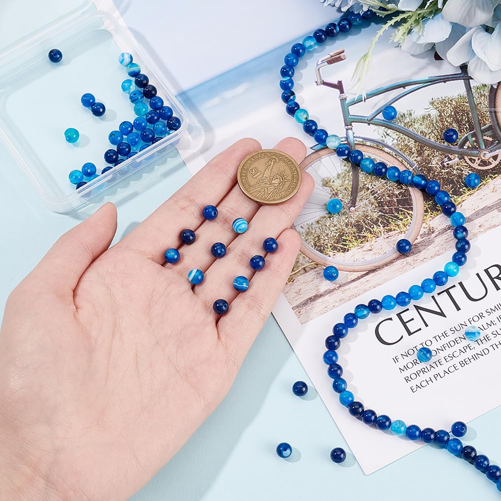 100 Perline Rote Da 8 Mm In Agata Blu Naturale – Forma Drago Per Gioielli Fai Da Te - 2