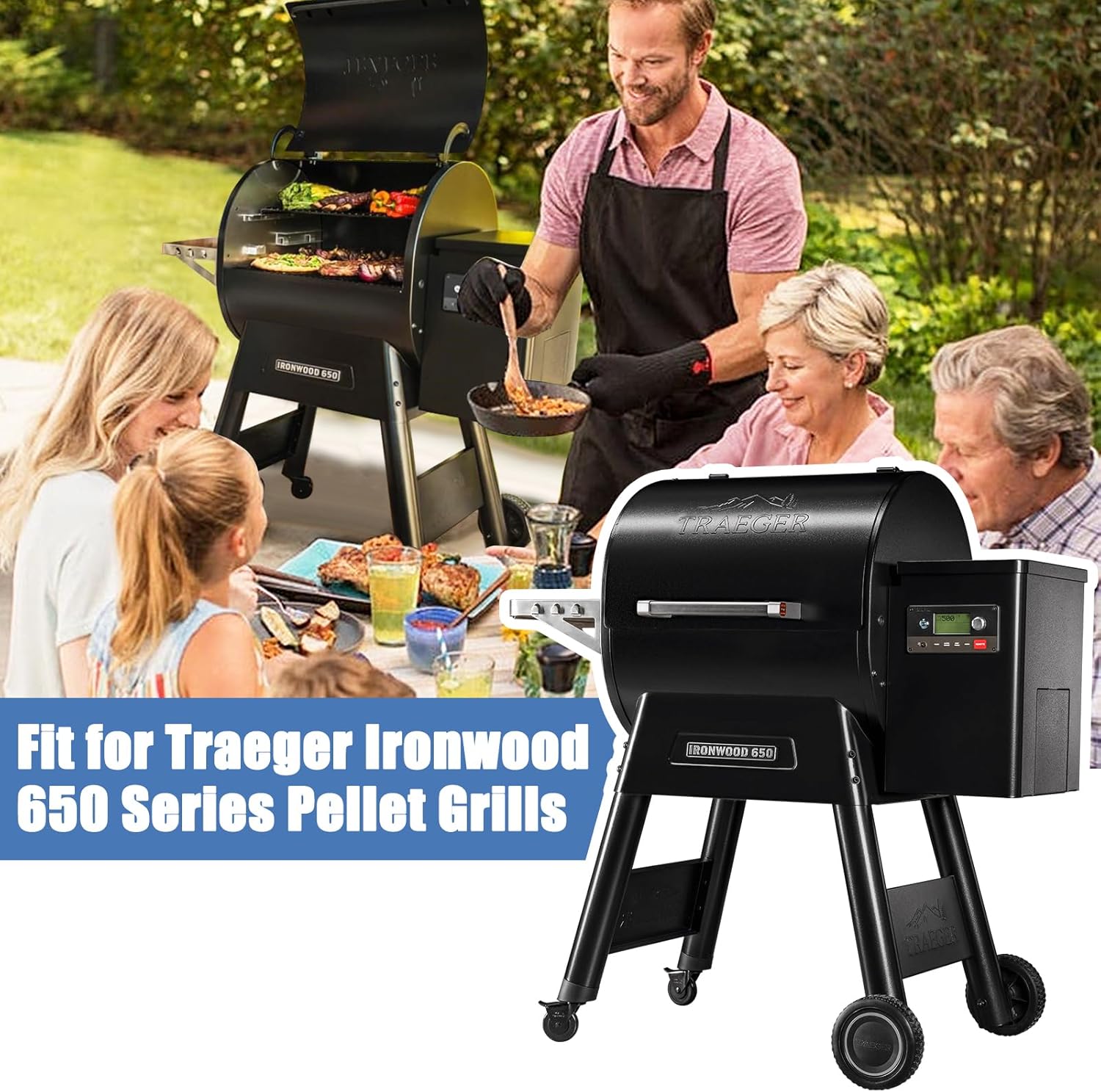 Criditpid Drip Tray for Traeger Ironwood 650 Parts, Redland, Redland XL, KIT0438, Stainless Steel Drip Tray for Traeger Replacement Parts, Drip Pan Heat Baffle for Traeger Pellet Grills Accessories