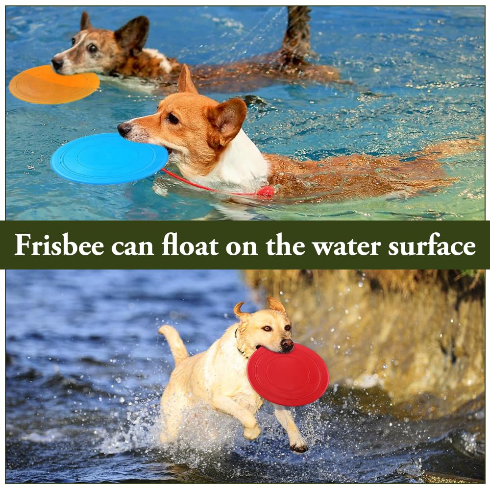 7 Pièces Pet Soucoupe Volante, Frisbee pour Chien en Silicone Disque Volant en Caoutchouc, Jouet interactif en Plein air pour Petits et Moyens Chiens Formation de Chien Lancer Attraper