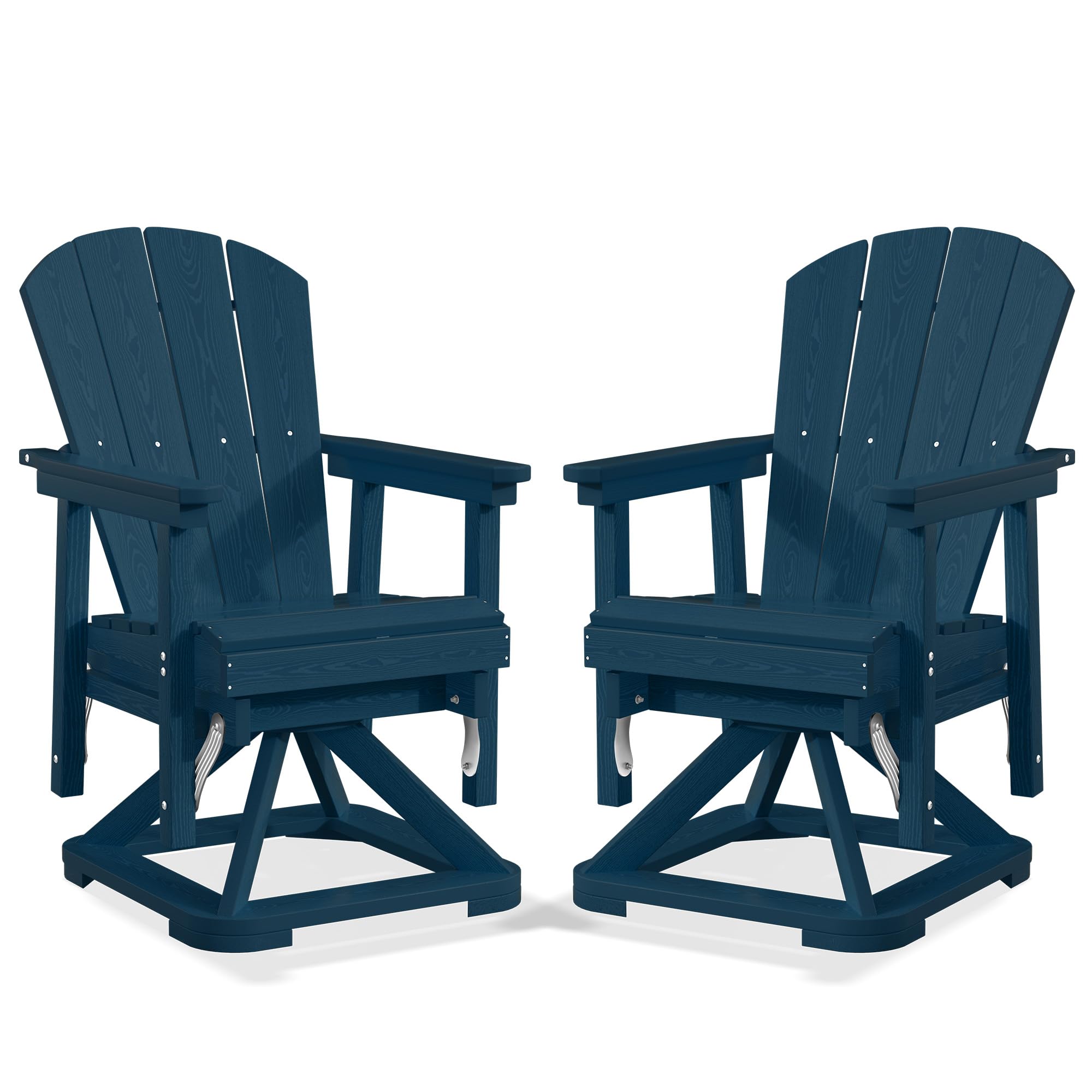 PLUUV Adirondack Swivel Glider Chair Set of 2, 360 Degree Rotation, Navy