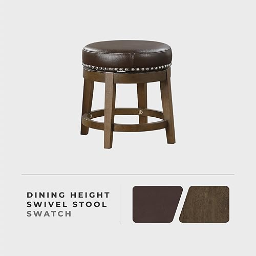 Miniatura 6 de Lexicon Kenmare Taburete giratorio de comedor (juego de 2), 18" SH, marrón