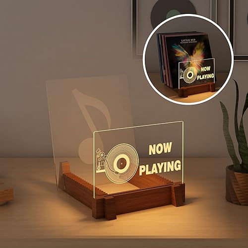 Miniatura 2 de YuanDian Exhibición y almacenamiento de discos de vinilo ilumina ahora jugando estante de acrílico con pantalla LED y alimentación USB