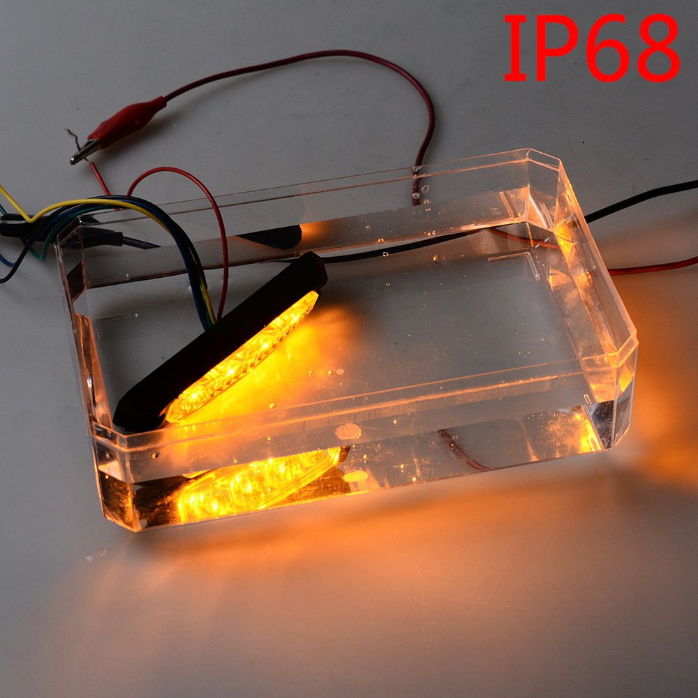 8pcs 4-LED Amber Warning Light 20W LED Work Light Ultra-thin 11 Mode Car Emergence Strobe Light Bar