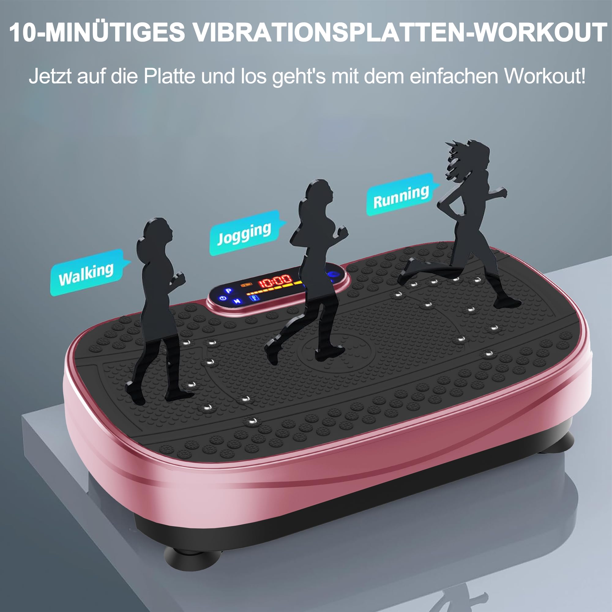 Plate-forme vibrante pour la maison - 120 vitesses et 5 modes intelligents - Avec 2 bandes de résistance et télécommande - Pour brûler les graisses - Musculation musculaire - Appareil compact de gym à