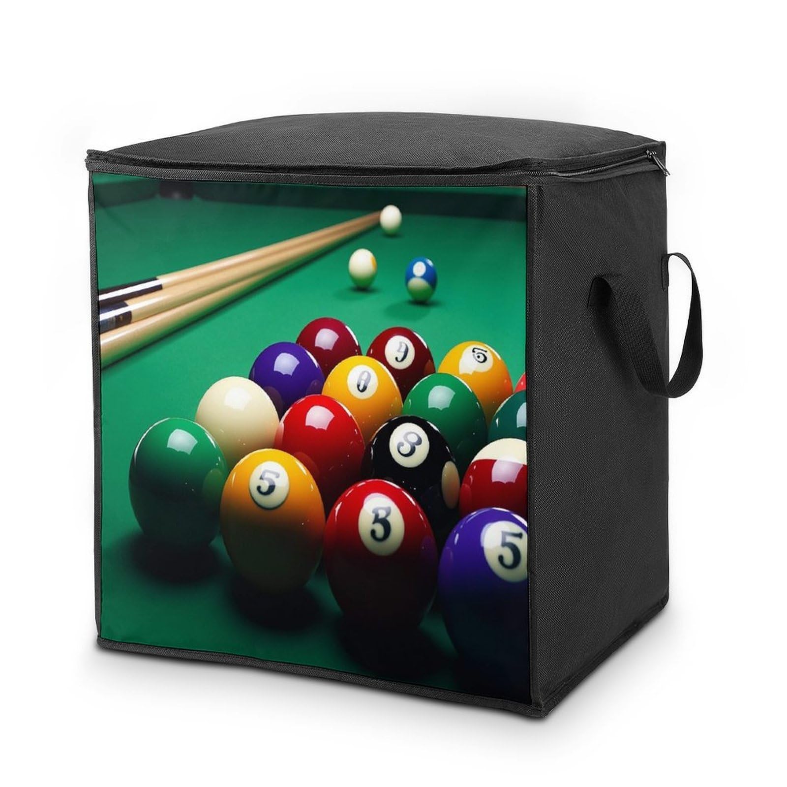 Billiards Storage Bag Quilt Storage Bag with Sturdy Zippered Fashion Breathable Closet Organizer Storage Boxes with Carry Handles for Blanket Pillow Bedding