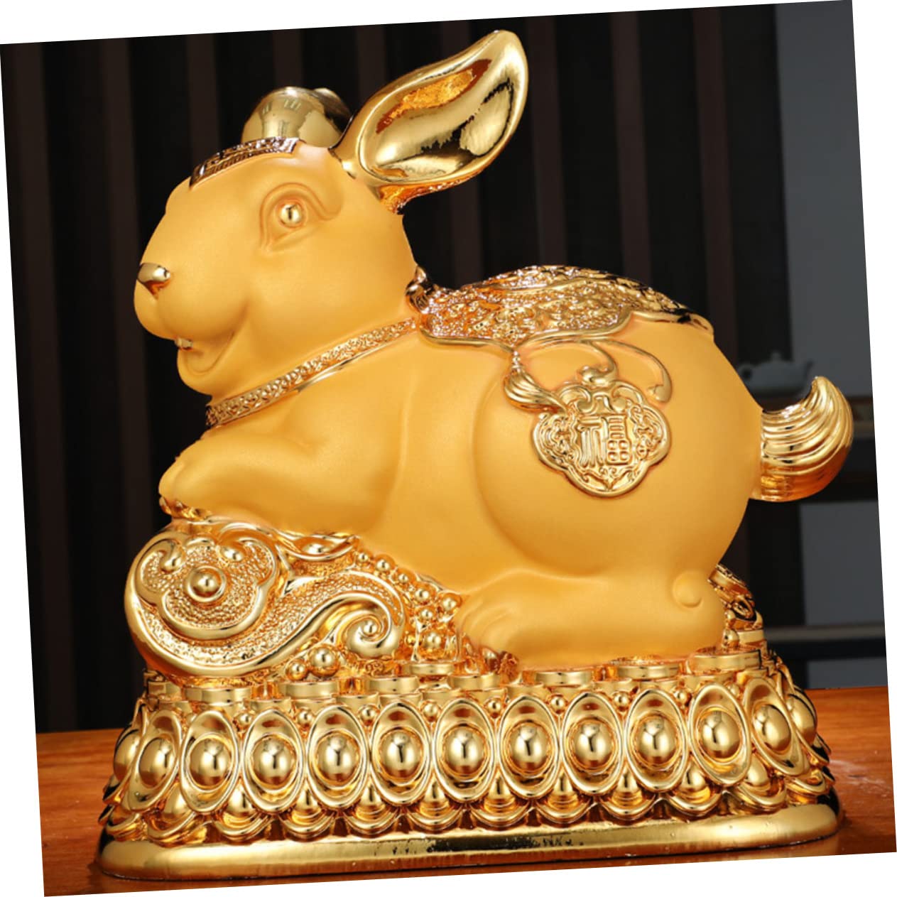 HEMOTON Forme De Lapin Doré Économiseur De Résine pour Décoration De Bureau Et Maison Objet De Collection Chinois pour