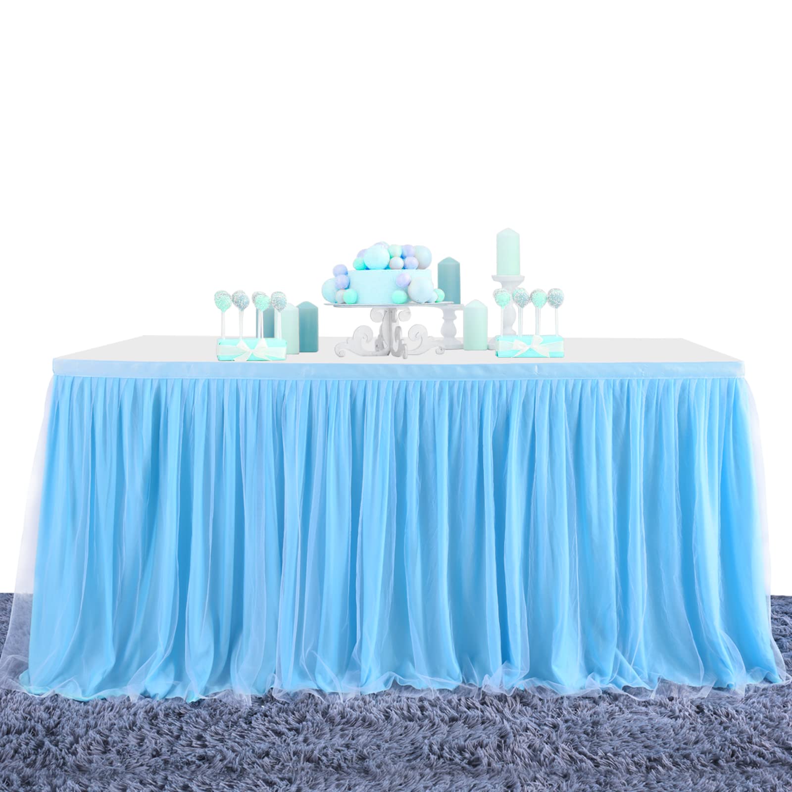 Gonna Da Tavolo In Tulle Fai Da Te - Blu Navy, 427x76 Cm, Per Matrimoni, Compleanni, Decorazioni - Foto 7