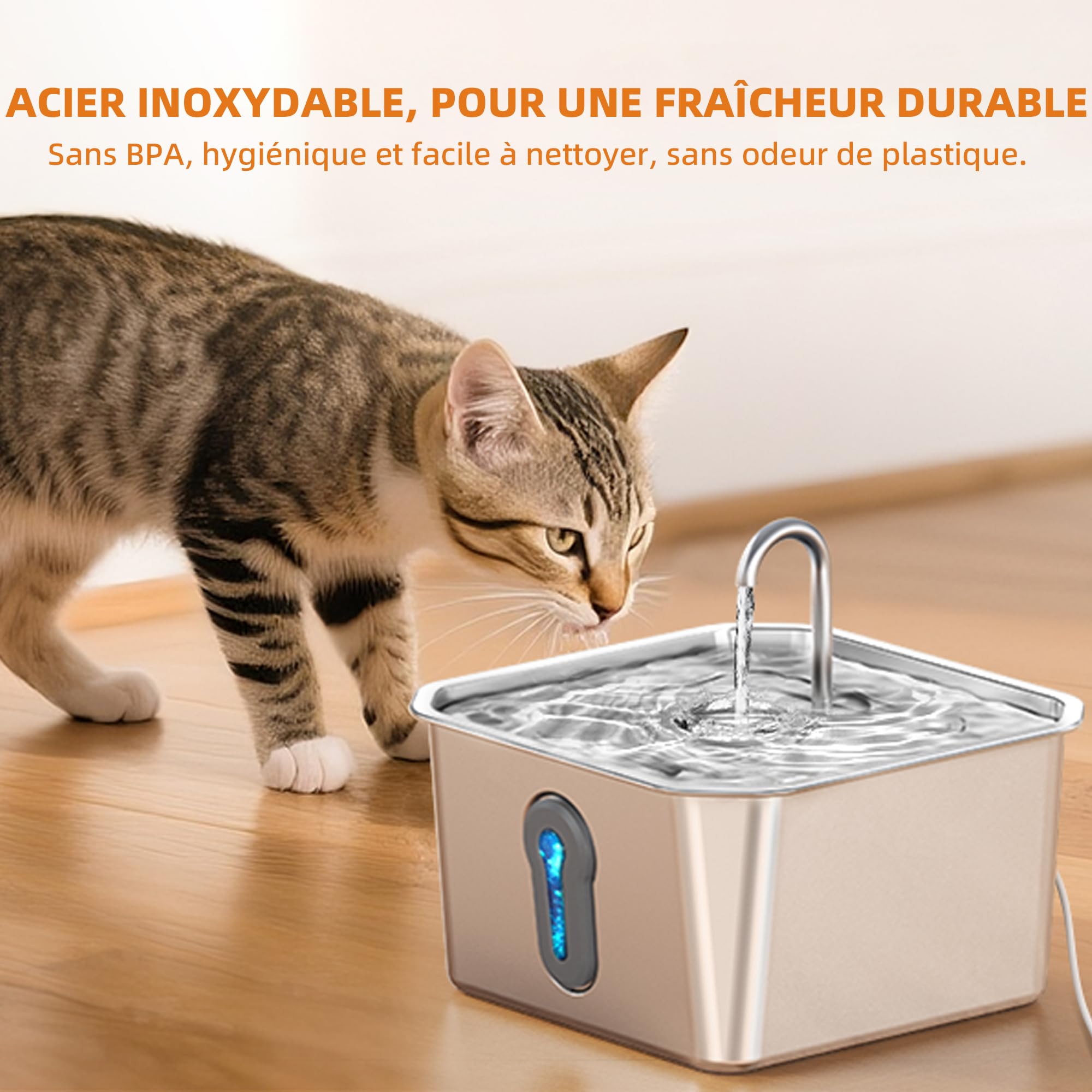 4L Fontaine a Eau Chat INOX avec 6 Filtres Automatique Fontaine à Eau pour Chat Animaux Ultra Silencieux Mangeoirs et Abreuvoirs pour Chats