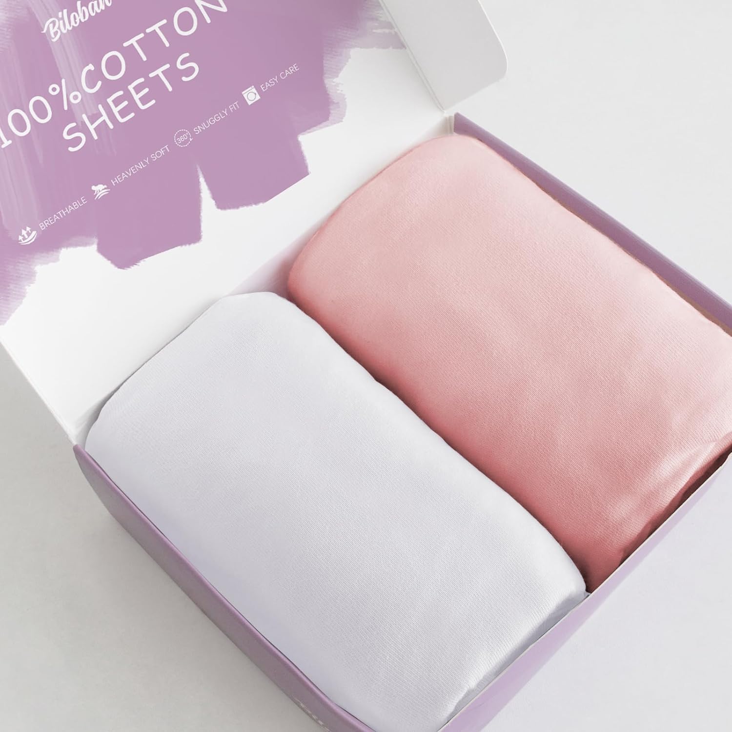 Next To Me Crib Sheets 83x50cm, 2 Pack of 100% Jersey Knit Cotton Baby Sheets Fitted