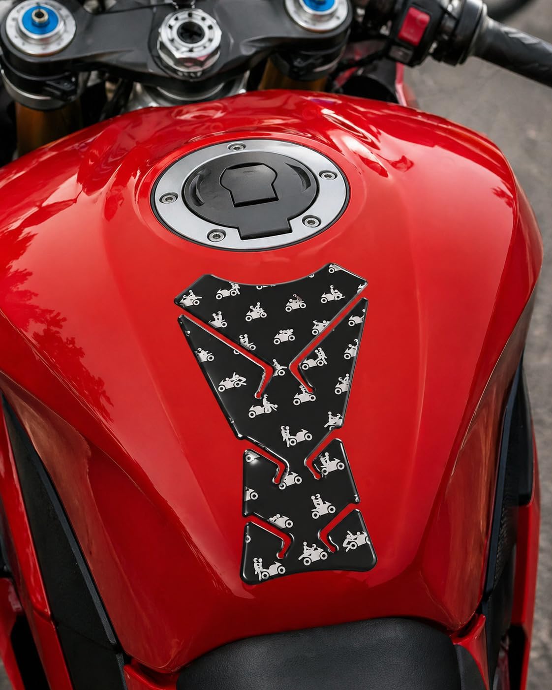 Motorcycle Tank Pad Protector, Universal Gas Tank Scratch Protection Sticker for Sport Bikes, Made in USA, Premium Polyurethane.
