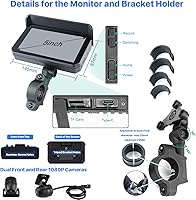 Vista 9 de DVR de motocicleta: Apple Carplay inalámbrico, Android Auto, TPMS, cámaras Dual HD 1080P, GPS, sensor G, Siri y Google Voice, pantalla táctil IPS