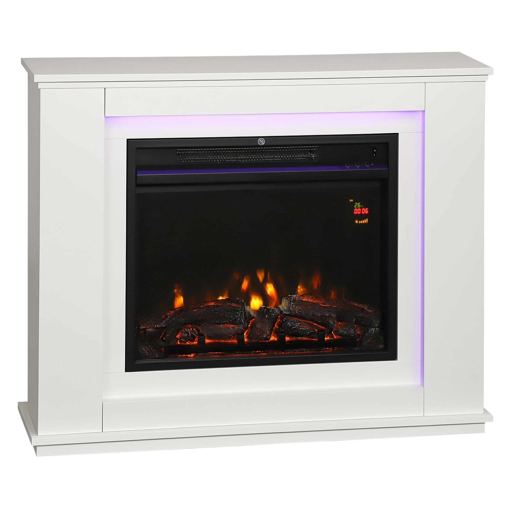 Homcom Unisex White 1000W/2000W Inset Electric Fire And Mantel Reach Up To 30 M²,