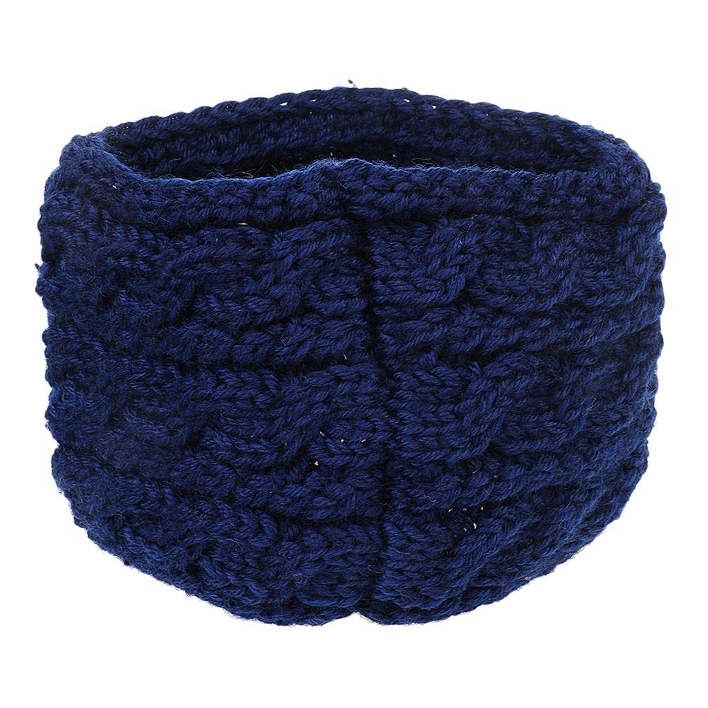 Fashion Girls Knitted Headband Ski Hat Earmuffs Winter Warm Navy Blue-image-31