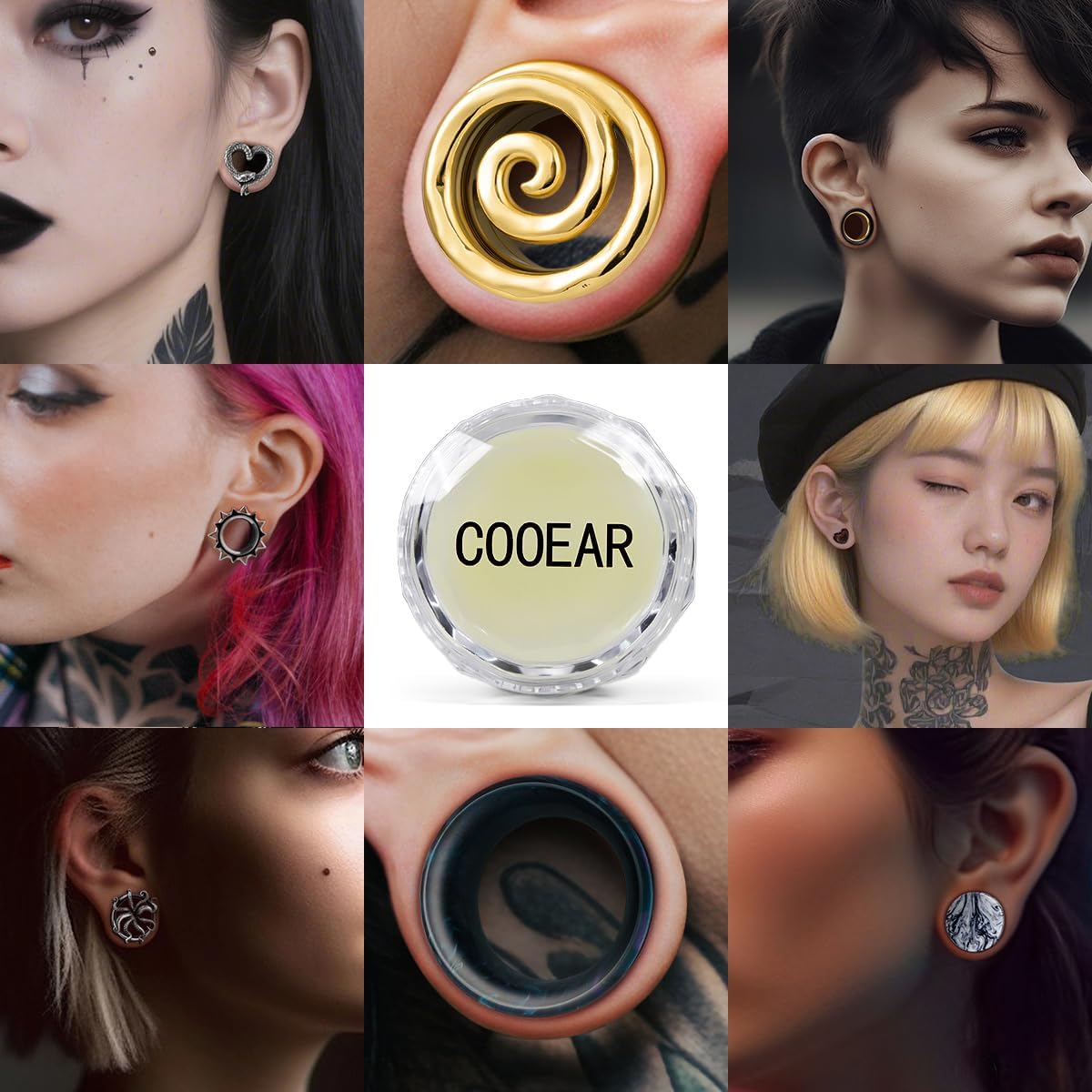 COOEAR Acrylic Piercing Gauge Measurement Wheel 18G-1 Inch.