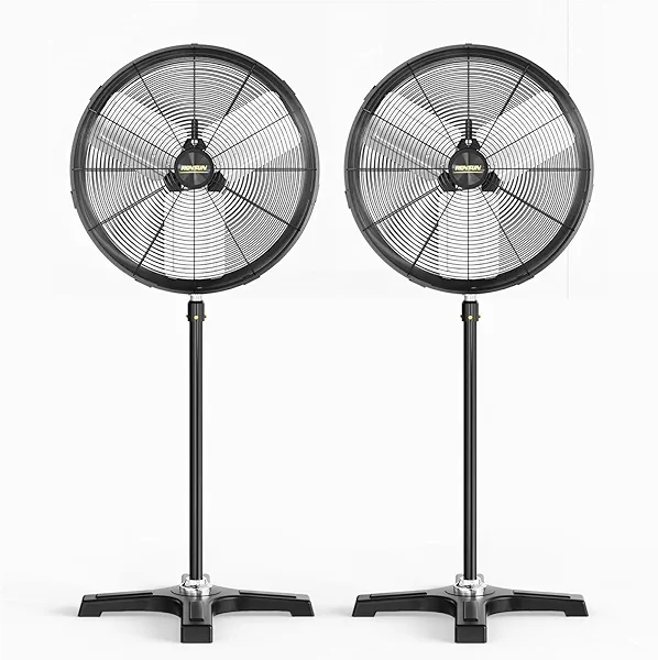 ROVSUN 20 Inch Industrial Pedestal Fan,5000CFM High Velocity and Heavy Duty Standing Fan, Low Noise, One-touch Oscillating Function, Adjustable Height, for Shop, Warehouse, Garage, UL Listed, 2 Packs