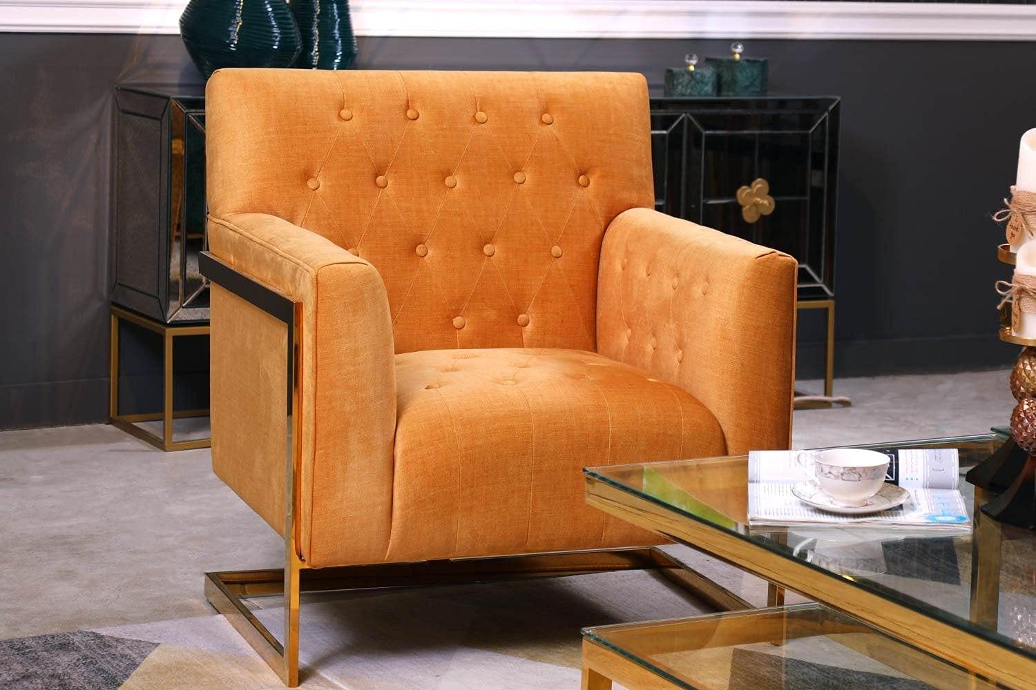 Pan Emirates Home Hoxton 1 Seater Sofa, L85 x W88 x H90, Orange