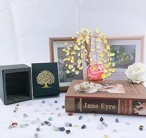 Miniatura 2 de LAIDANLA Árbol de cristal curativo natural de citrino, árbol de dinero, árbol de sauce, base de ágata, alambre de cobre, Feng Shui, árbol energético