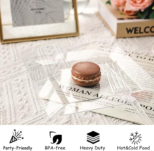 Miniatura 4 de N9R 70 platos cuadrados de plástico transparente de 6.5 pulgadas para postres y aperitivos, platos desechables duraderos para fiestas, eventos de