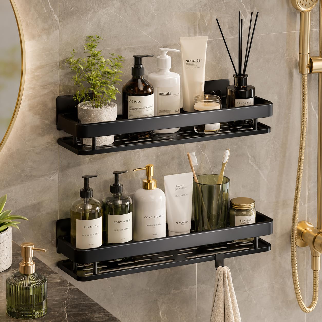 Bathroom Shelf Without Drill for Wall | Self Adhesive Bathroom Organiser | Wall Mounted Bathroom Shelves Rack | Strong Adhesive Storage Organizer Stand | Stainless Steel | Available Packs - 2-picture-22