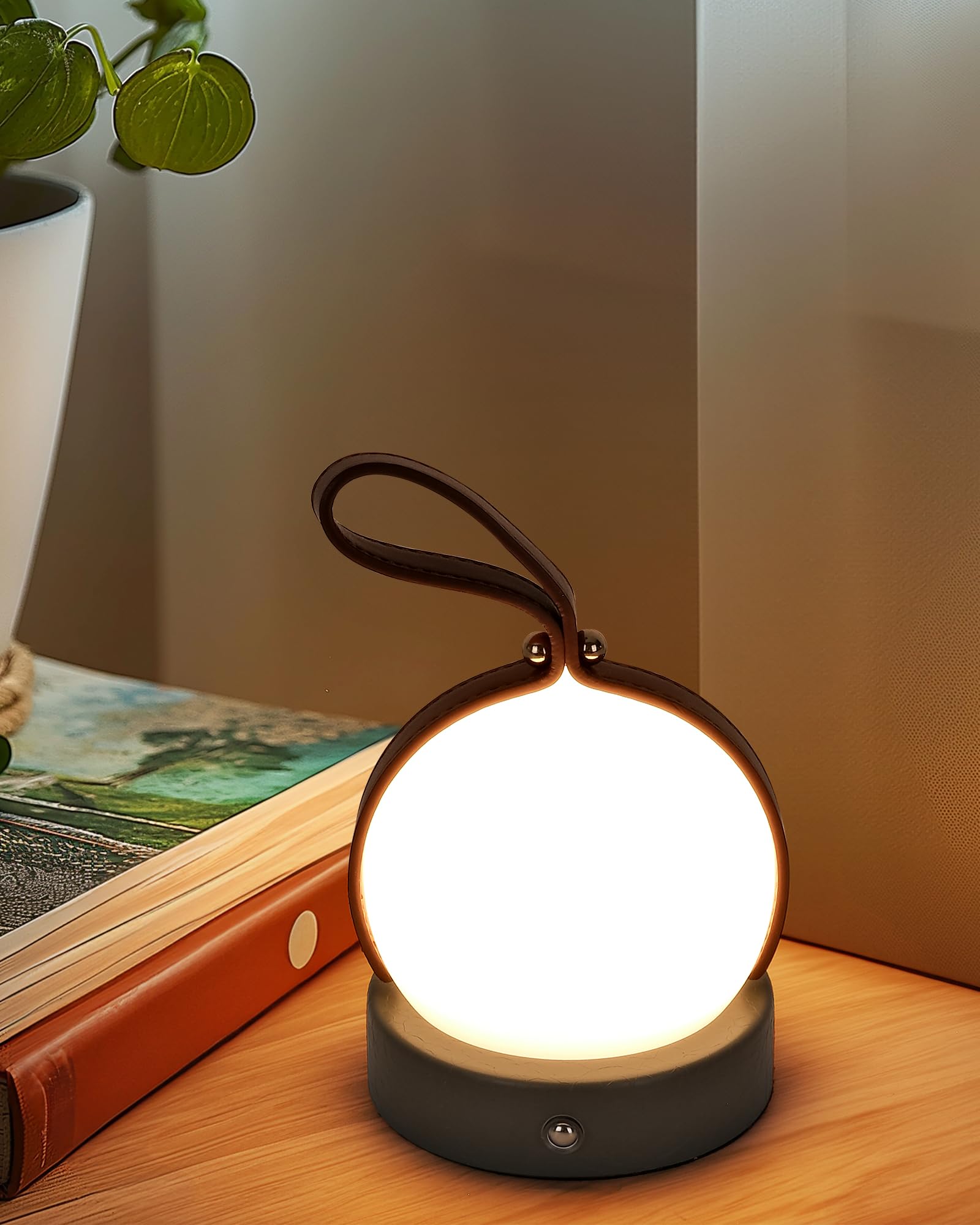 Portable Touch Night Light for Bedroom - Rechargeable Cordless Lamp with 3 Color Modes, Dimmable LED Table Lamp for Kids, Camping, Nursery(Grey)