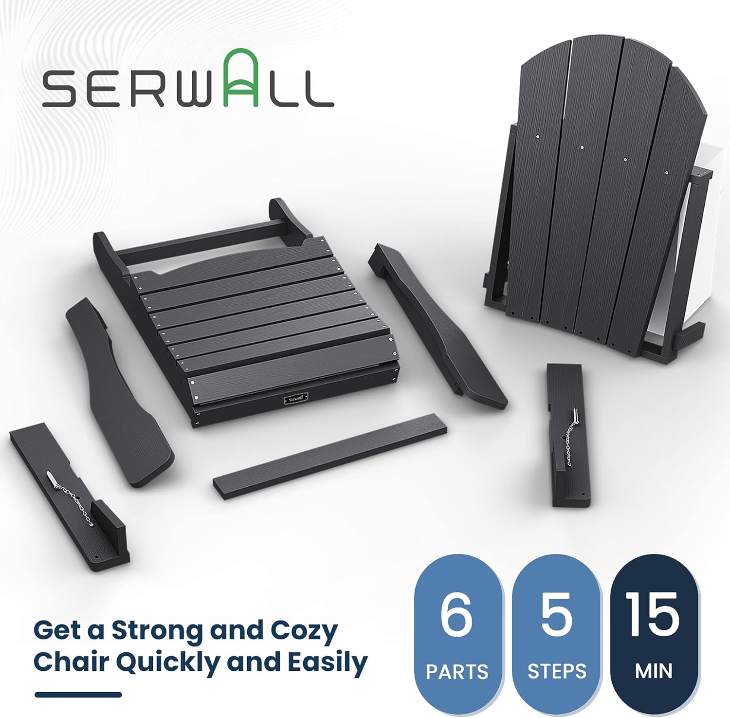 SERWALL Adirondack Chair for Patio Garden (Folding Gray) : Patio, Lawn & Garden