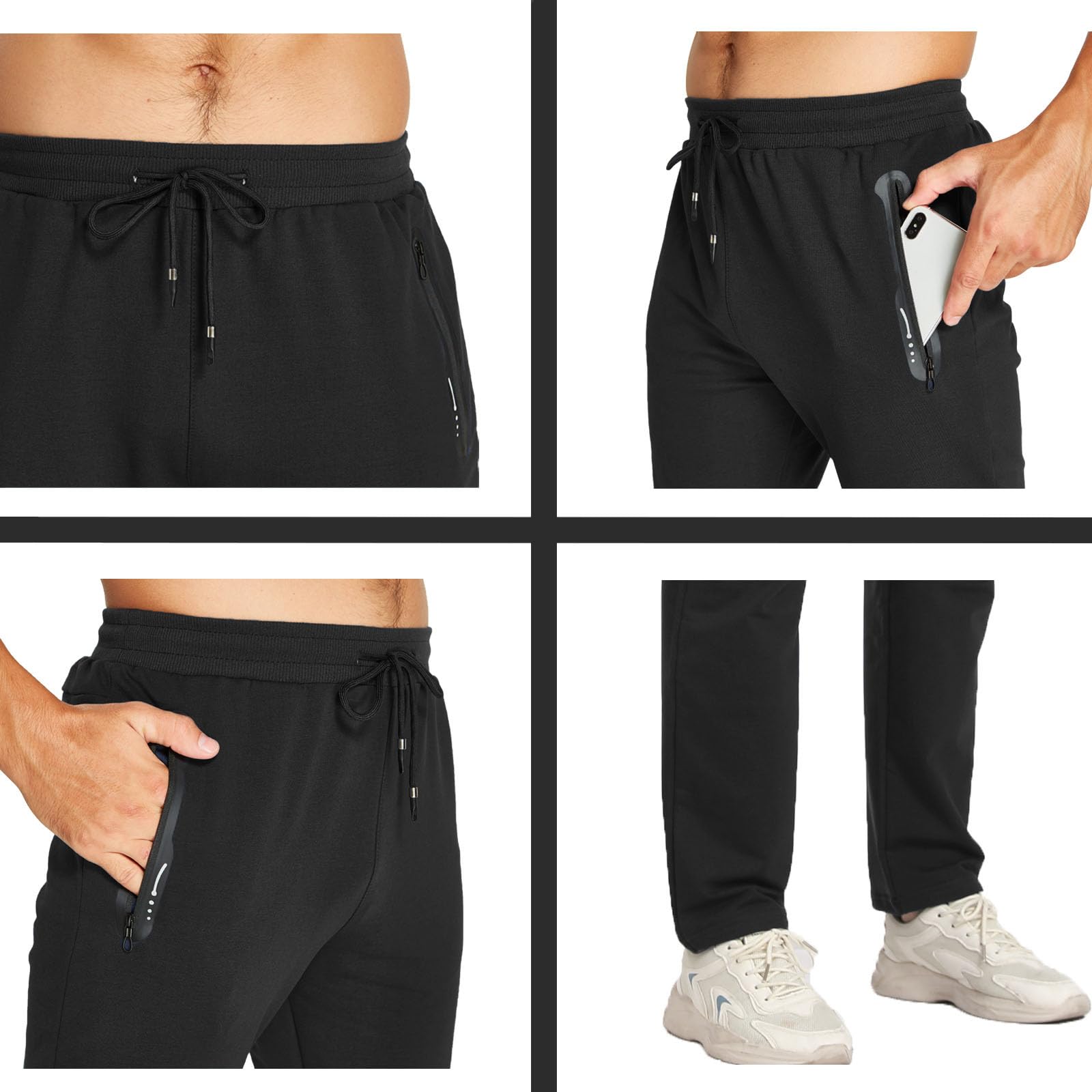 JustSun Pantaloni Tuta Uomo Sportivi Cotone Casual con Tasche Zip