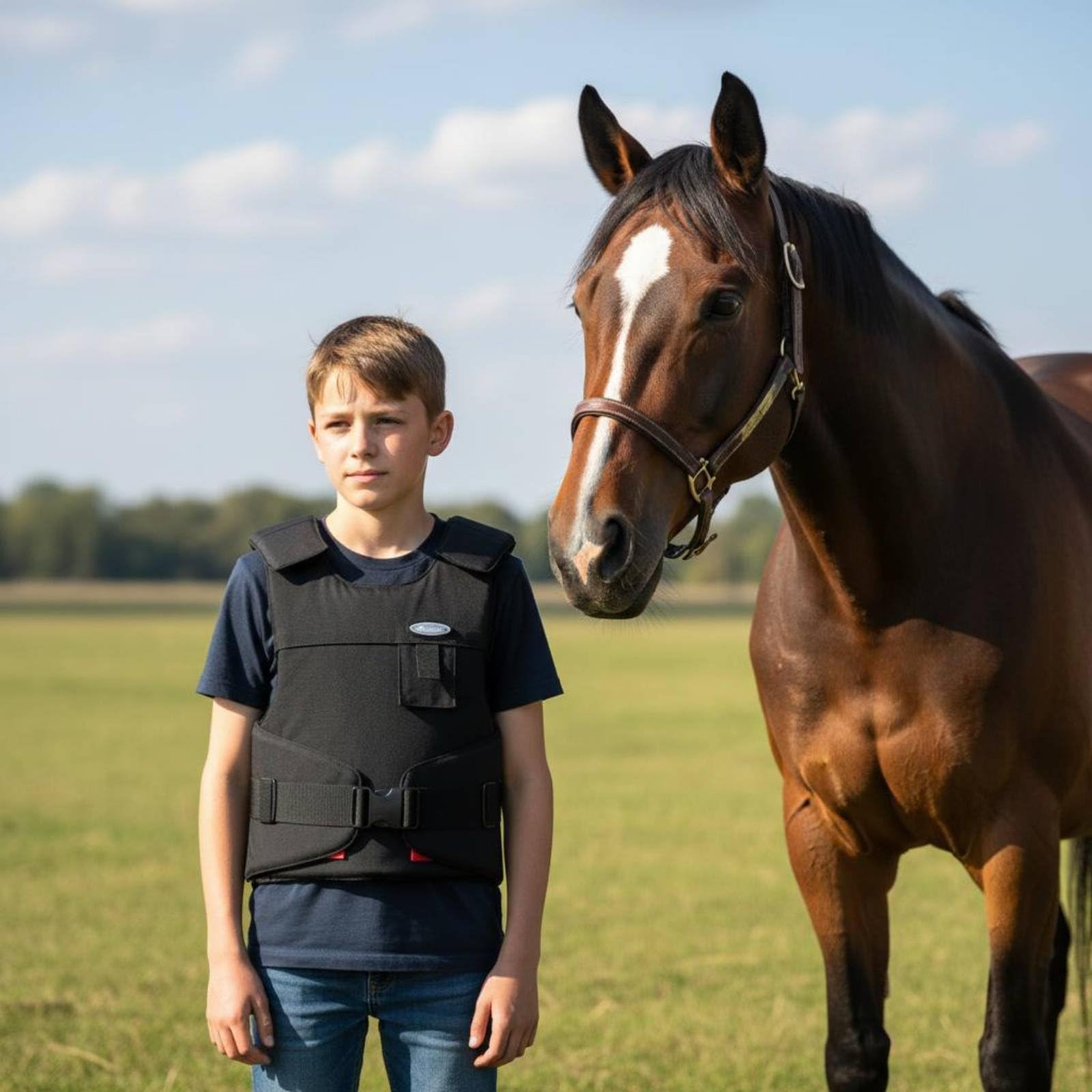 Chaleco de Equitación Infantil Protector Chaleco de Montar Protector Torácico Chaleco Acolchado Material de Poliéster Ligero Que Acompaña Ajuste, CS