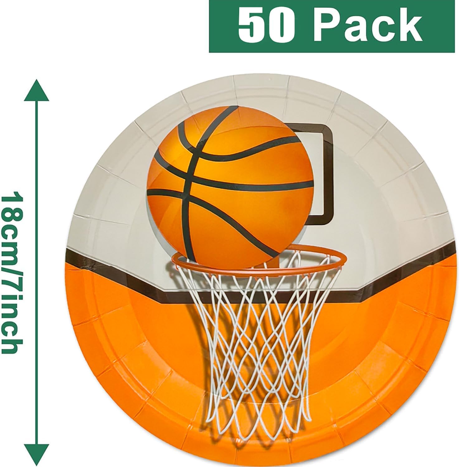 50Pcs Basketball Party Supplies - 7inch Paper Plates for Boys Sports Theme Birthday Party Decorations - Image 2