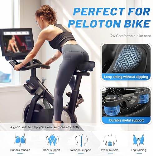 Vista 19 de Xmifer Asiento de bicicleta de gran tamaño, cómodo sillín de bicicleta, diseño de ranura media, espuma viscoelástica de 2.95 pulgadas de grosor